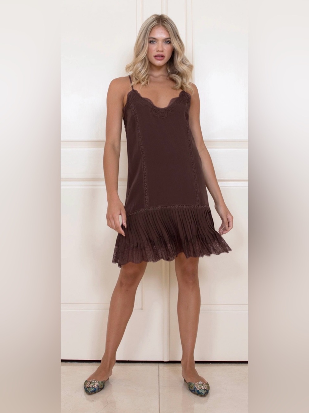 Gold Hawk BURGUNDY silk slip dress
